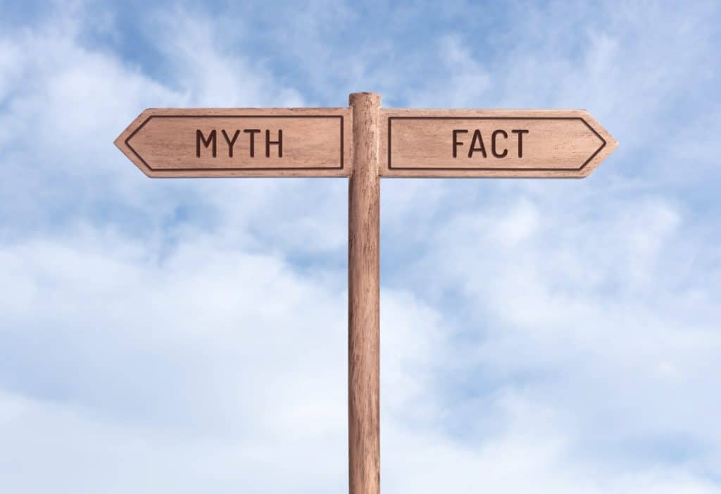 Opposite directions on signpost with sky background