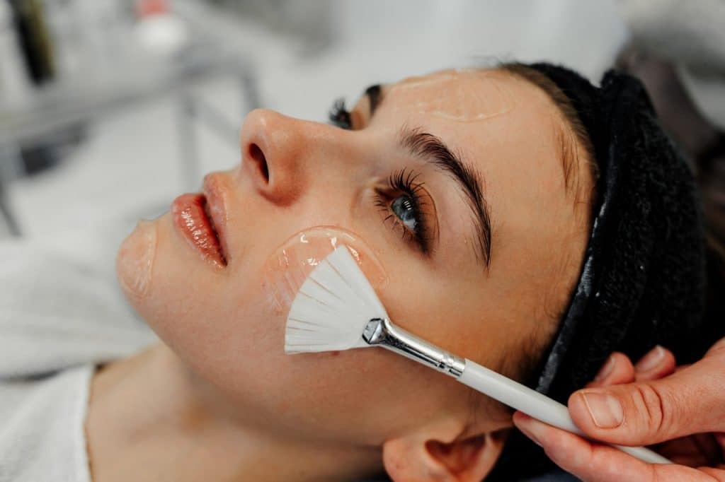 beautiful woman undergoing a chemical peel