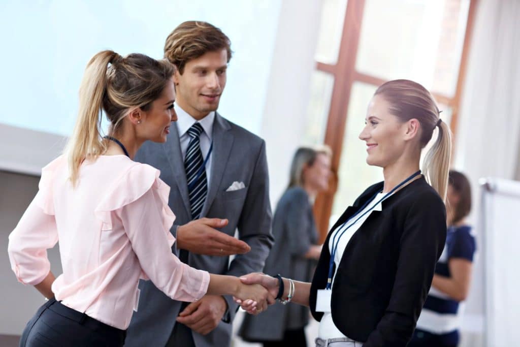 people networking in a conference