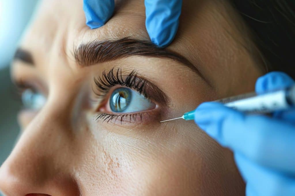 woman receives a cosmetic botox injection