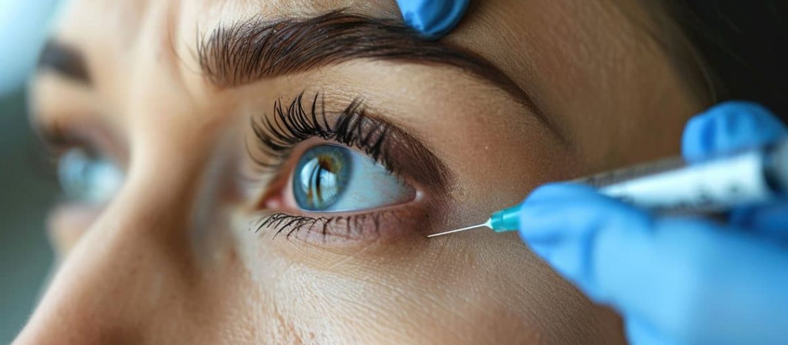 woman receives a cosmetic botox injection